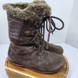 The North Face Thermoball Lace II Brown Suede Primaloft Winter Boots Womens 7